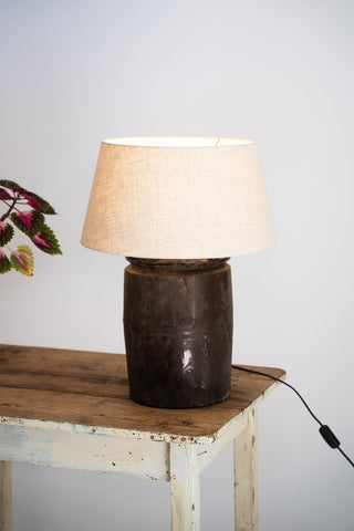 Lampe Shangdong c1950 abat-jour en lin