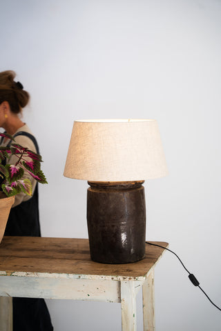 Lampe Shangdong c1950 abat-jour en lin