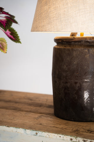Lampe Shangdong c1950 abat-jour en lin