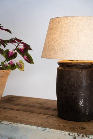Lampe Shangdong c1950 abat-jour en lin