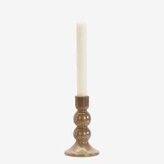 Taupe glazen kaarshouder 14,5cm
