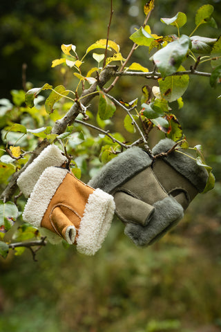 Mittens daim - schapenvacht Chestnut