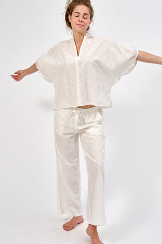 White embroidered flowers