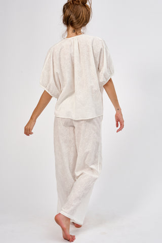 White embroidered flowers