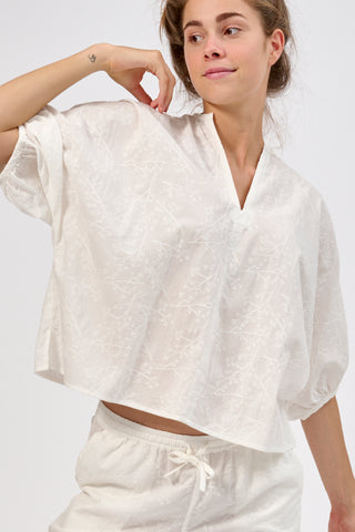 White embroidered flowers