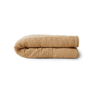 Quilted throw Beige Stitched